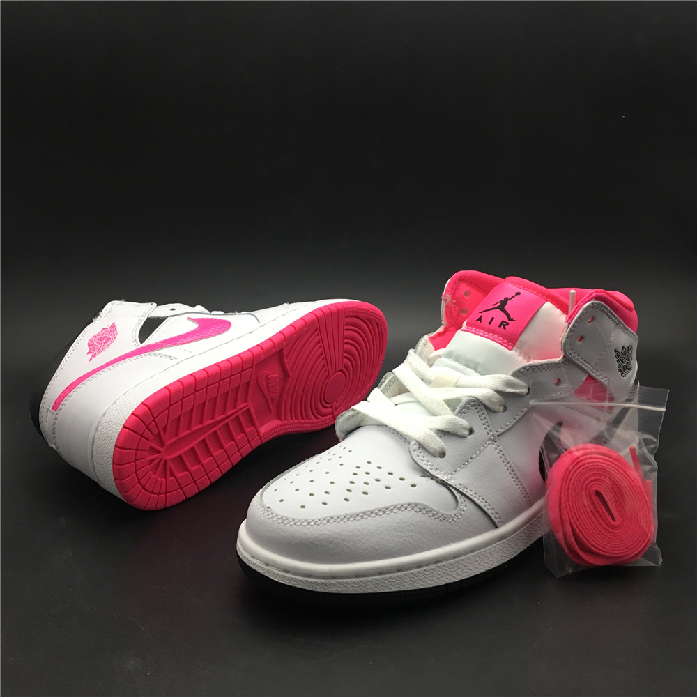 Air Jordan 1 Mid White Black Hyper Pink 555112-106