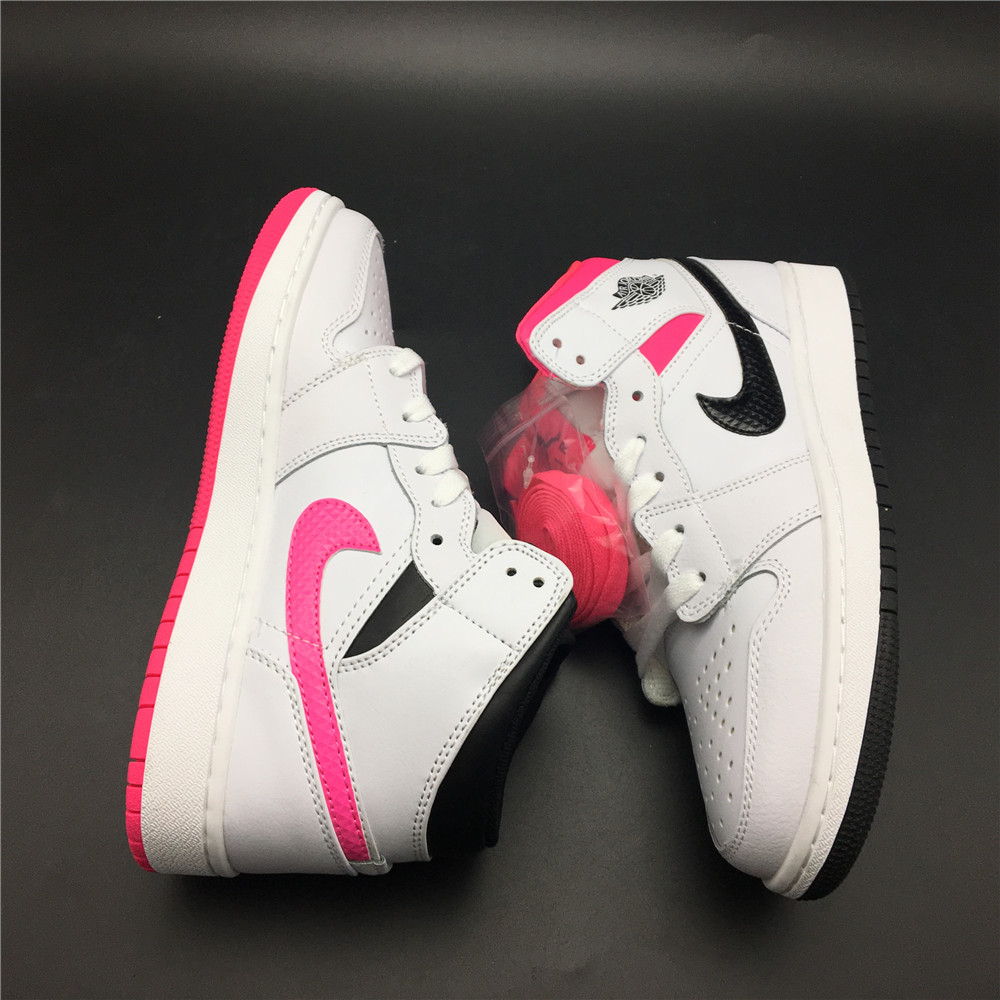 Air Jordan 1 Mid White Black Hyper Pink 555112-106