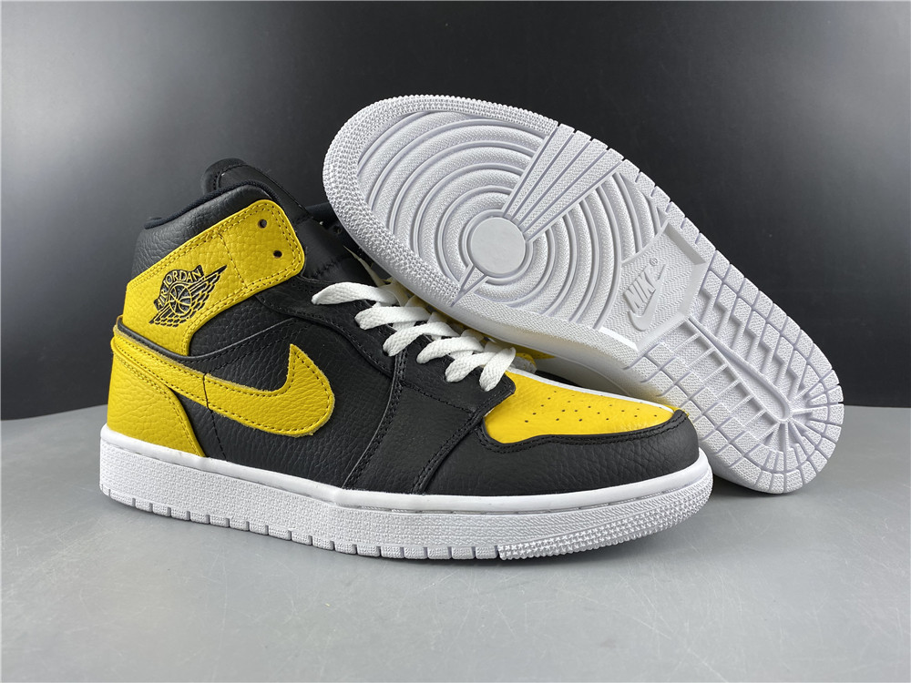 Air Jordan 1 Mid Quai 54 Black White Yellow CJ9219-700