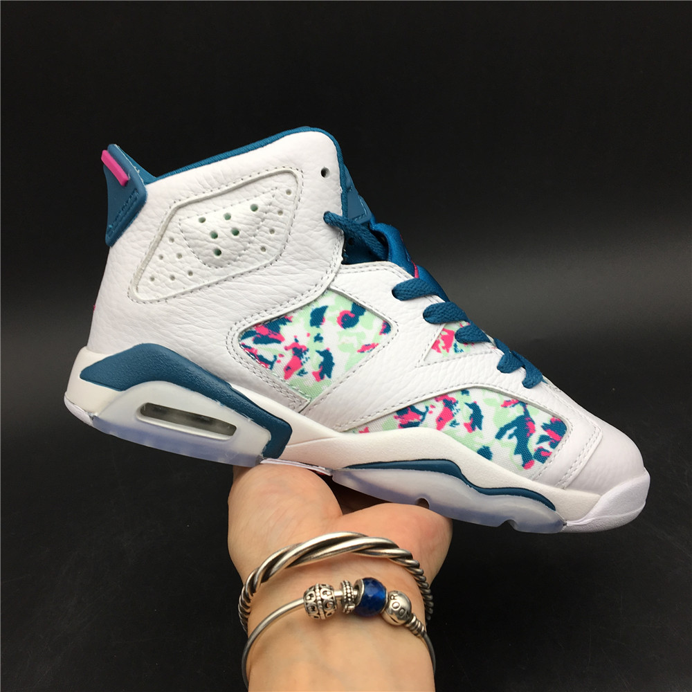 Air Jordan 6 Retro White Laser Fuchsia Green Abyss 543390 153