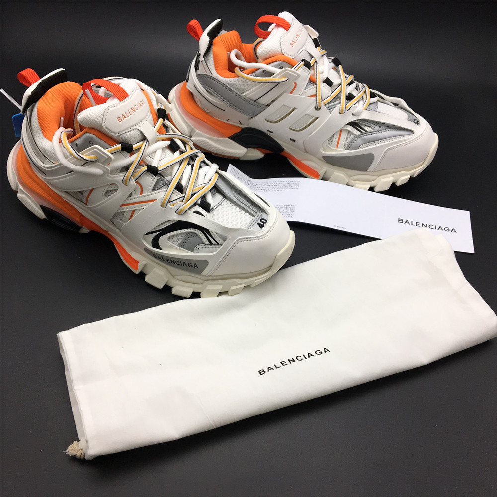 Blncig Track Trainers White Orange 542436 W1GB1 9059