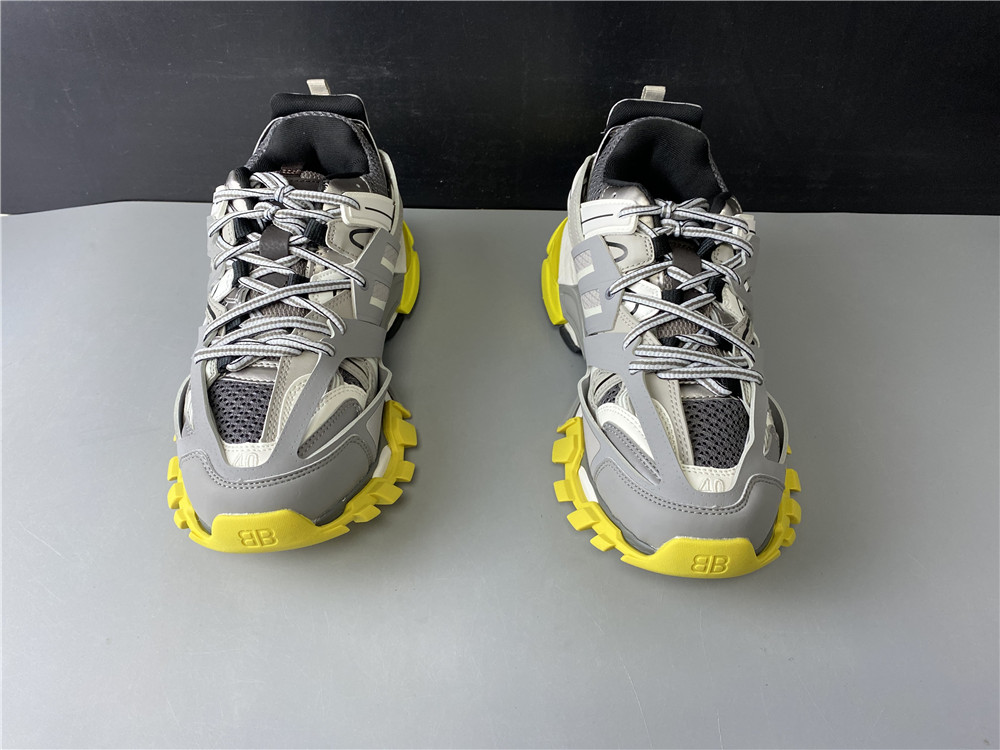 Blncig Track Trainers Grey White Yellow