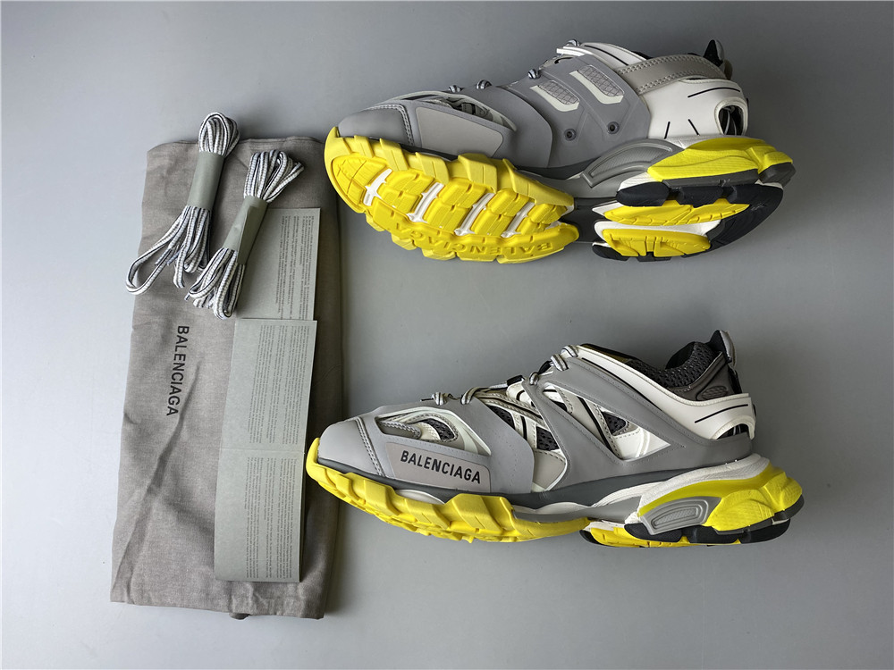Blncig Track Trainers Grey White Yellow