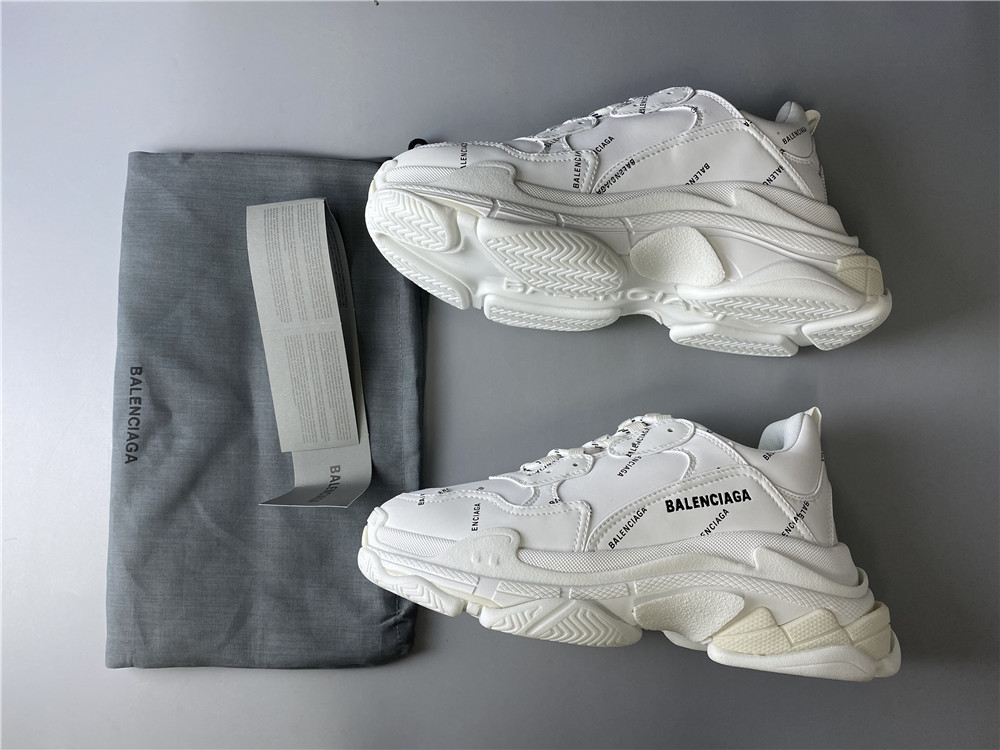 Blncig Triple S All White Logo