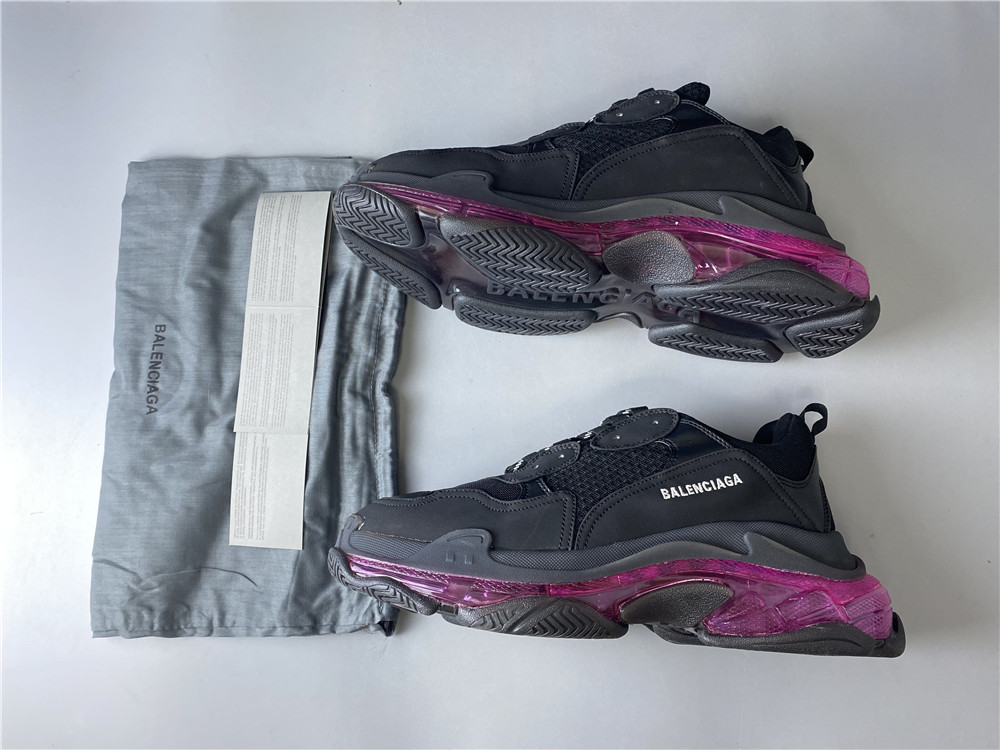 Blncig Triple S Clear Sole Black/Pink Neon