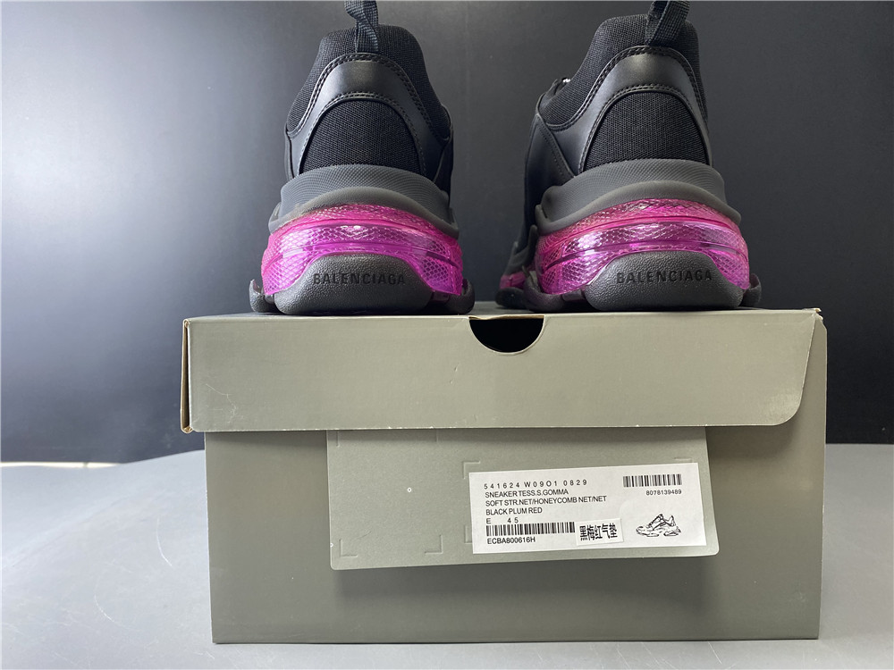 Blncig Triple S Clear Sole Black/Pink Neon