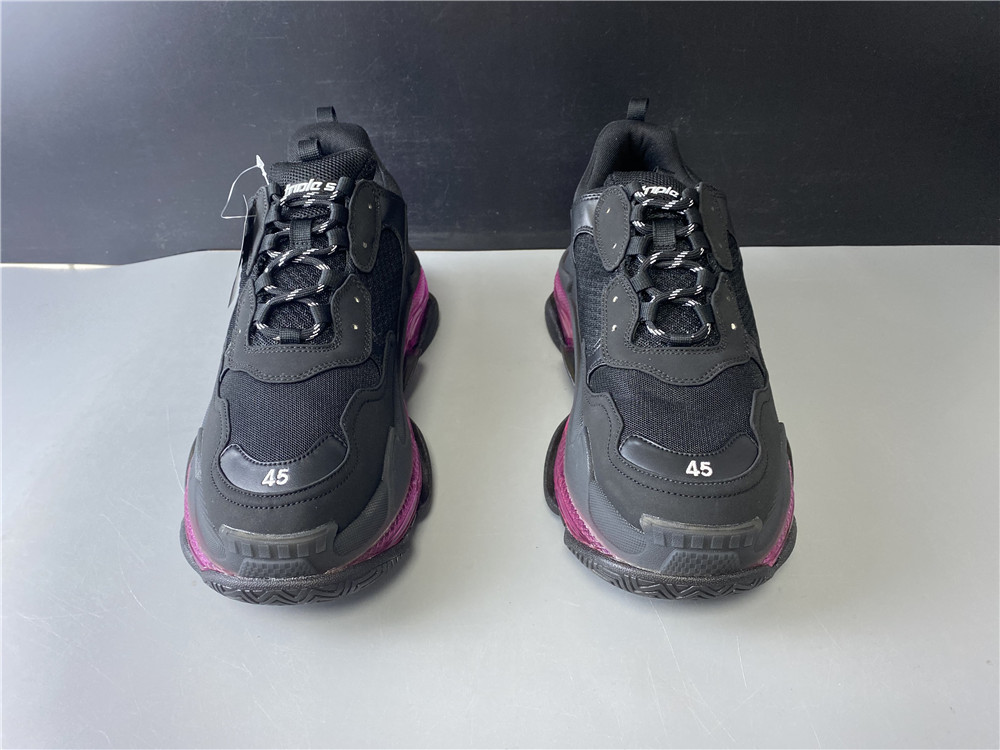 Blncig Triple S Clear Sole Black/Pink Neon