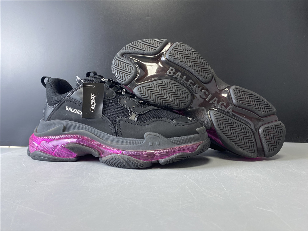 Blncig Triple S Clear Sole Black/Pink Neon