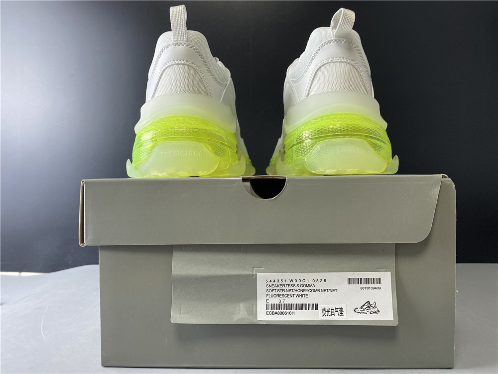 Blncig Triple S Clear Sole White/ Fluo Yellow