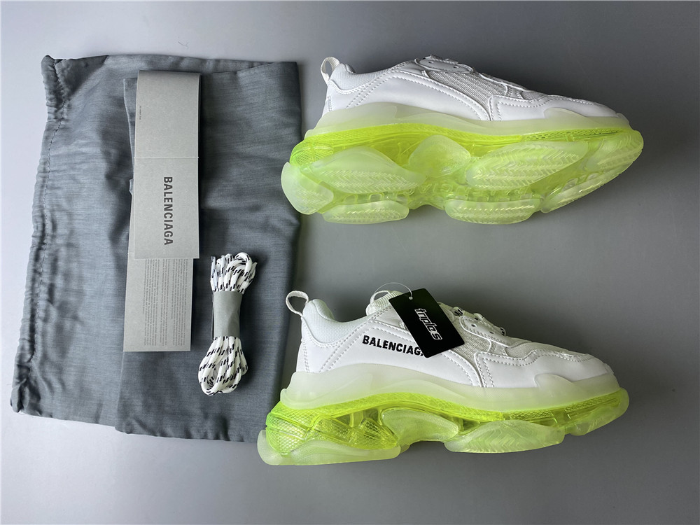 Blncig Triple S Clear Sole White/ Fluo Yellow