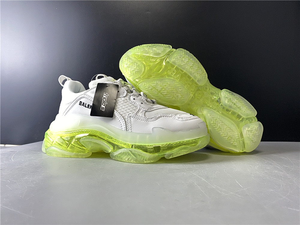 Blncig Triple S Clear Sole White/ Fluo Yellow