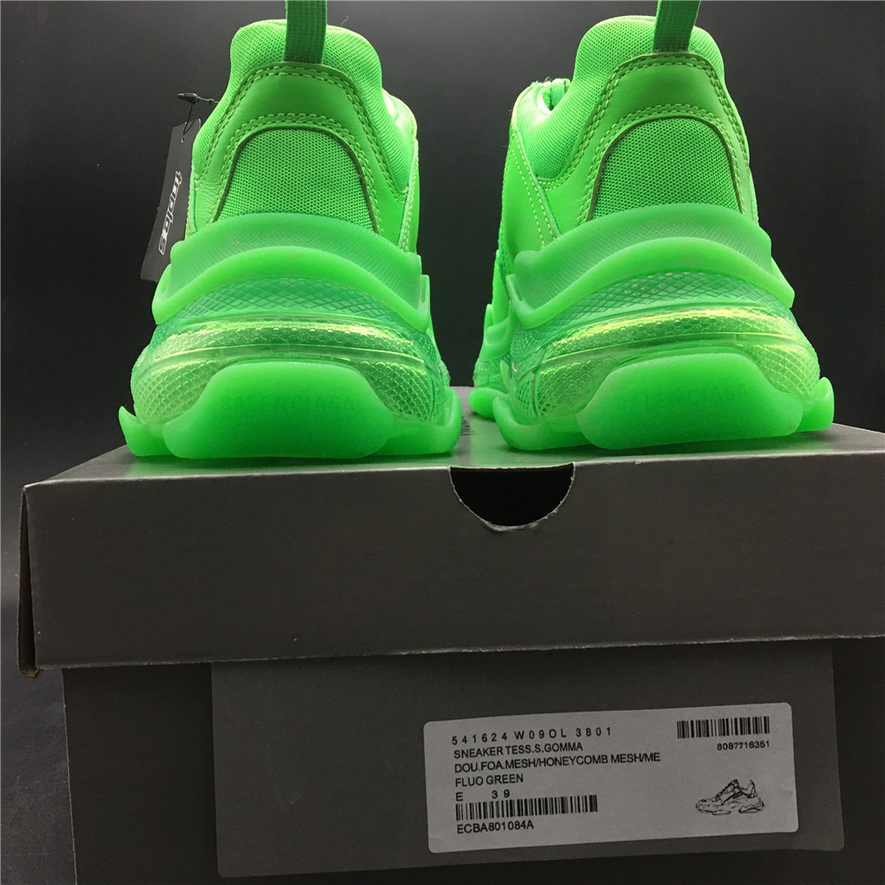 Blncig Triple S Neon Green Clear Sole