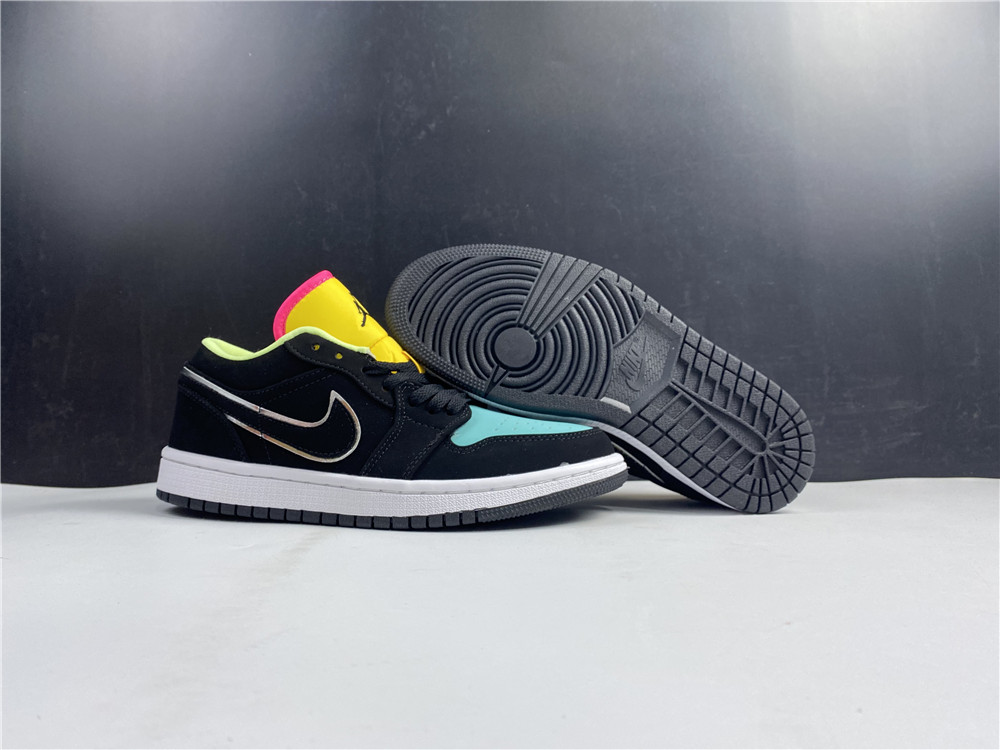 Air Jordan 1 Low Black Aurora Green Laser Orange CK3022-013