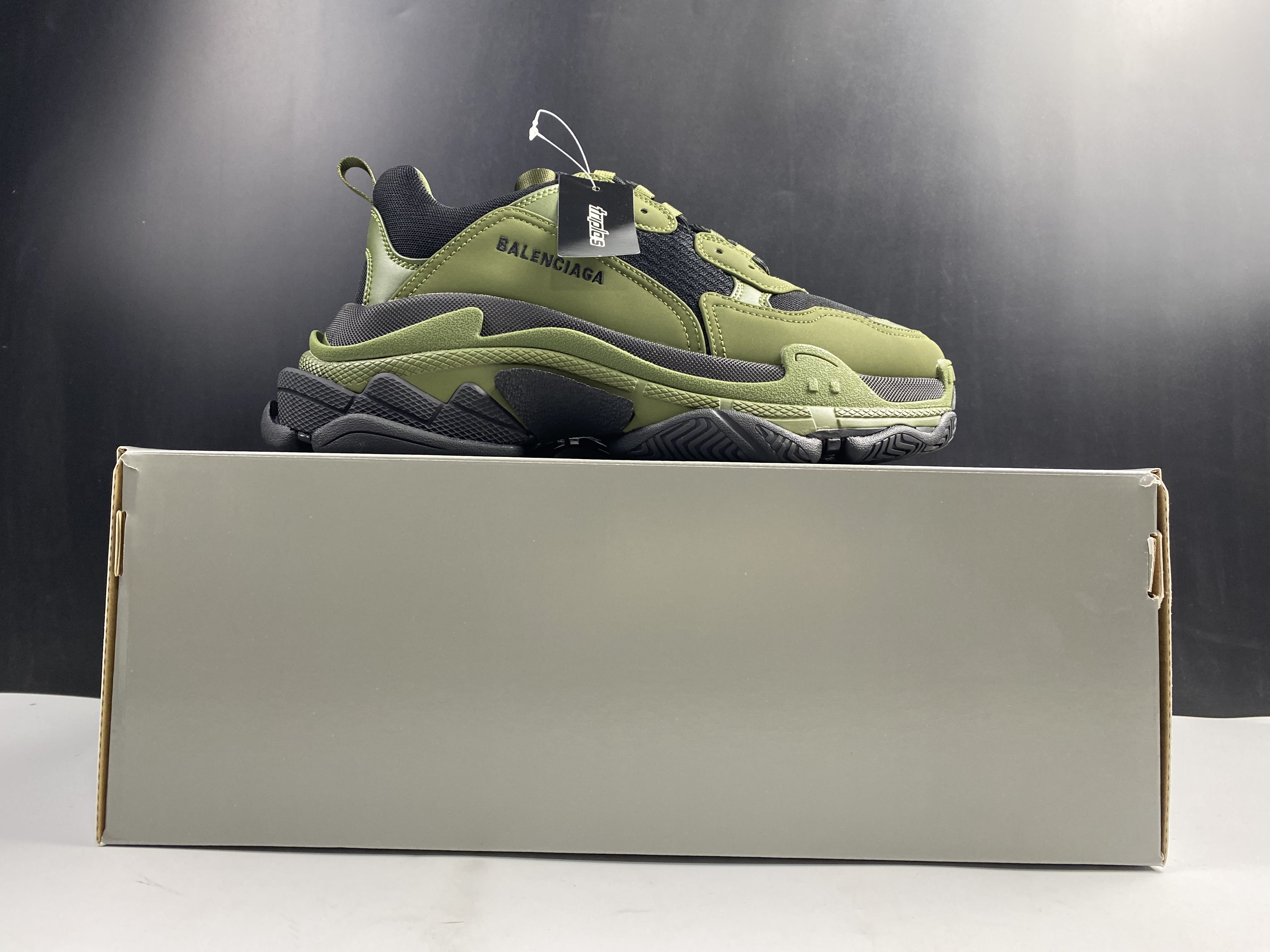 Blncig Triple S Open Sneaker Army Green 536737 W2FW1 1978