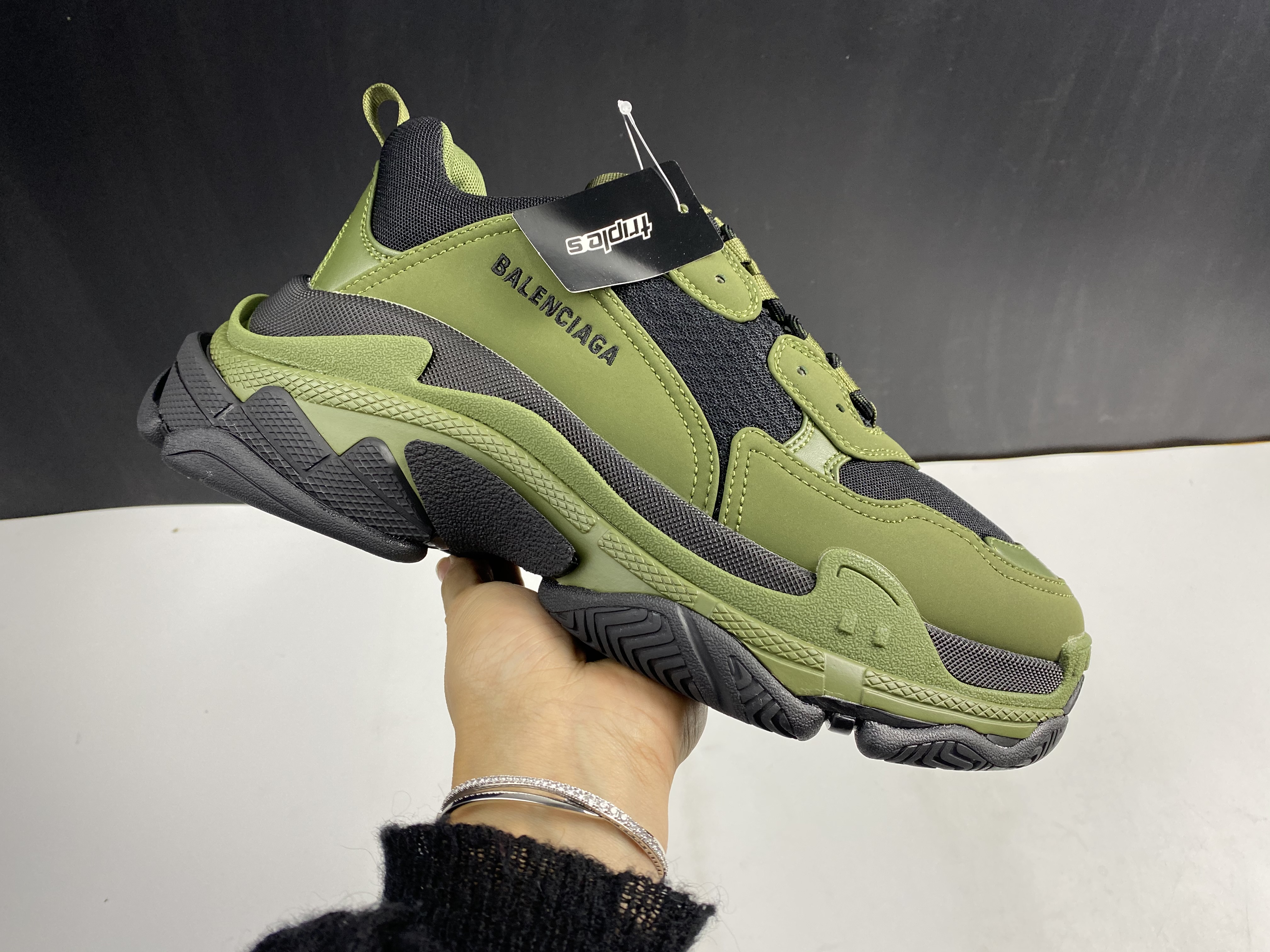 Blncig Triple S Open Sneaker Army Green 536737 W2FW1 1978