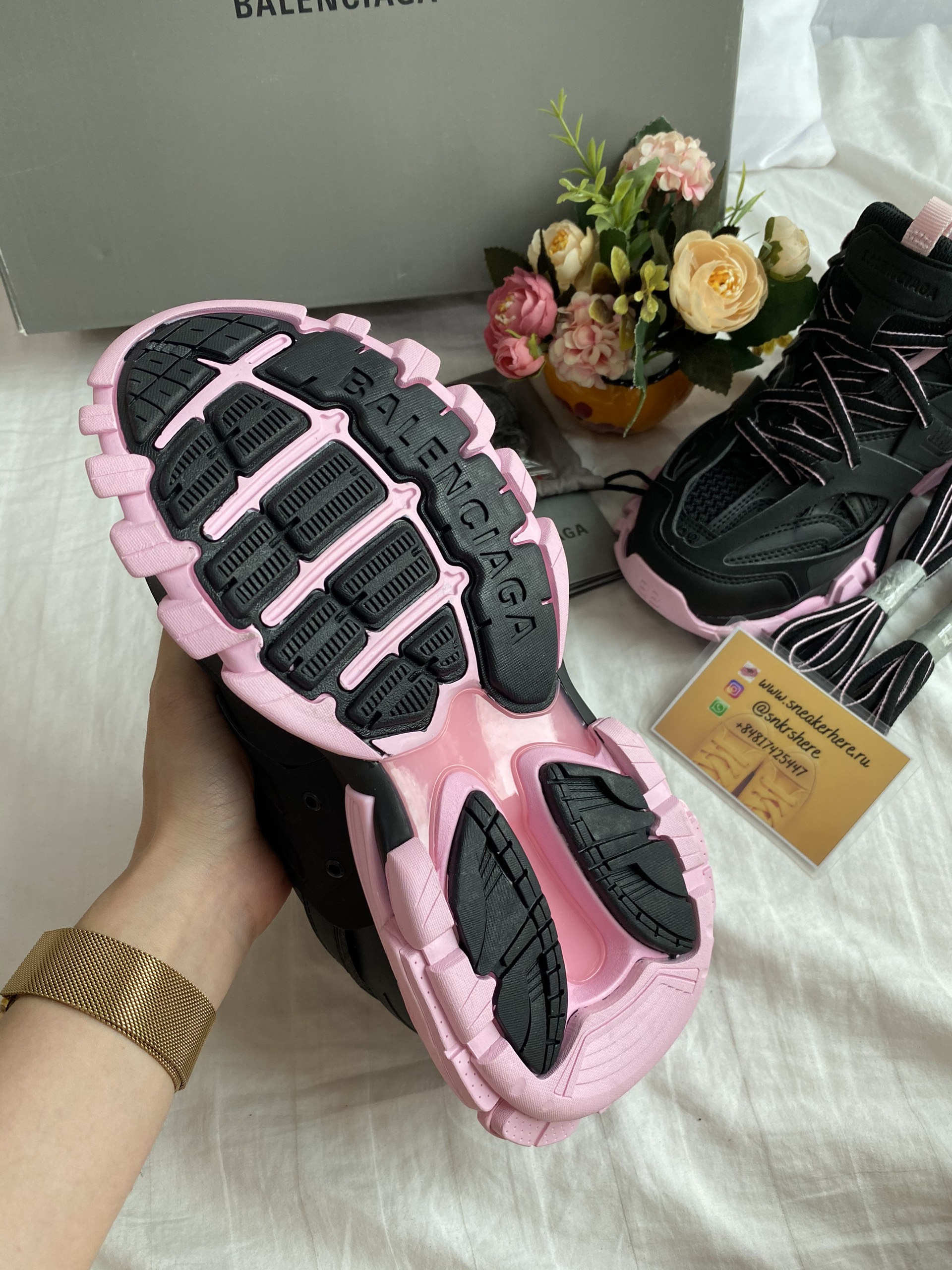 Blncig Black and Pink Track Sneakers 542023 W3AC1 1050