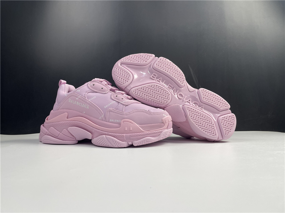 Blncig Triple S Sneaker  Allover Logo Pink 524039 W2FA1 5090