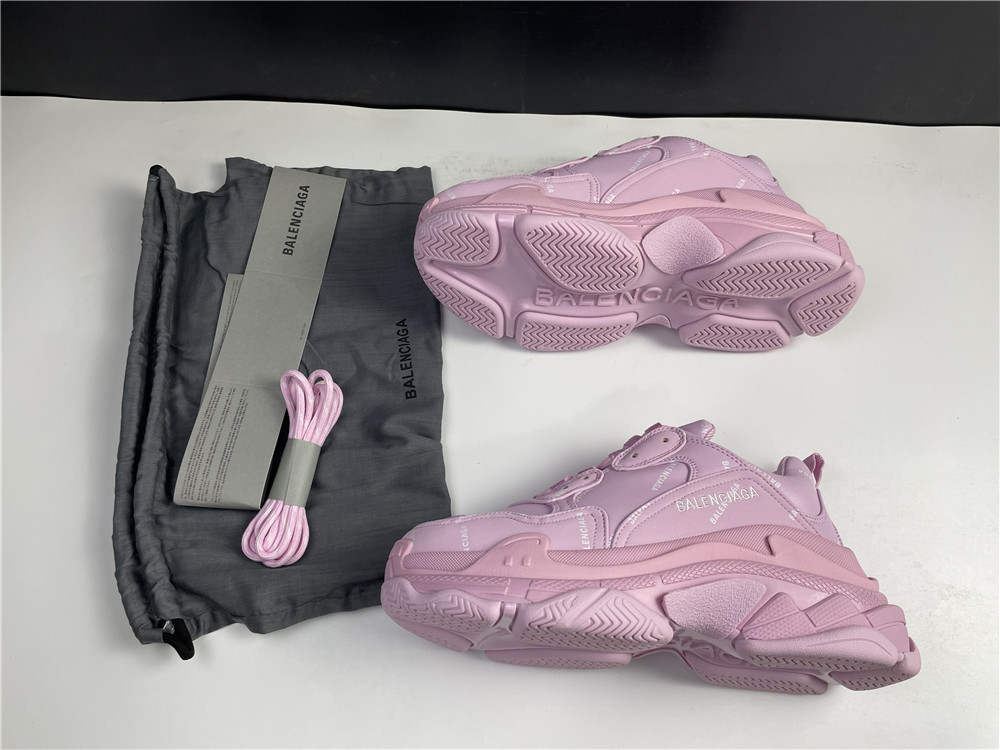 Blncig Triple S Sneaker  Allover Logo Pink 524039 W2FA1 5090