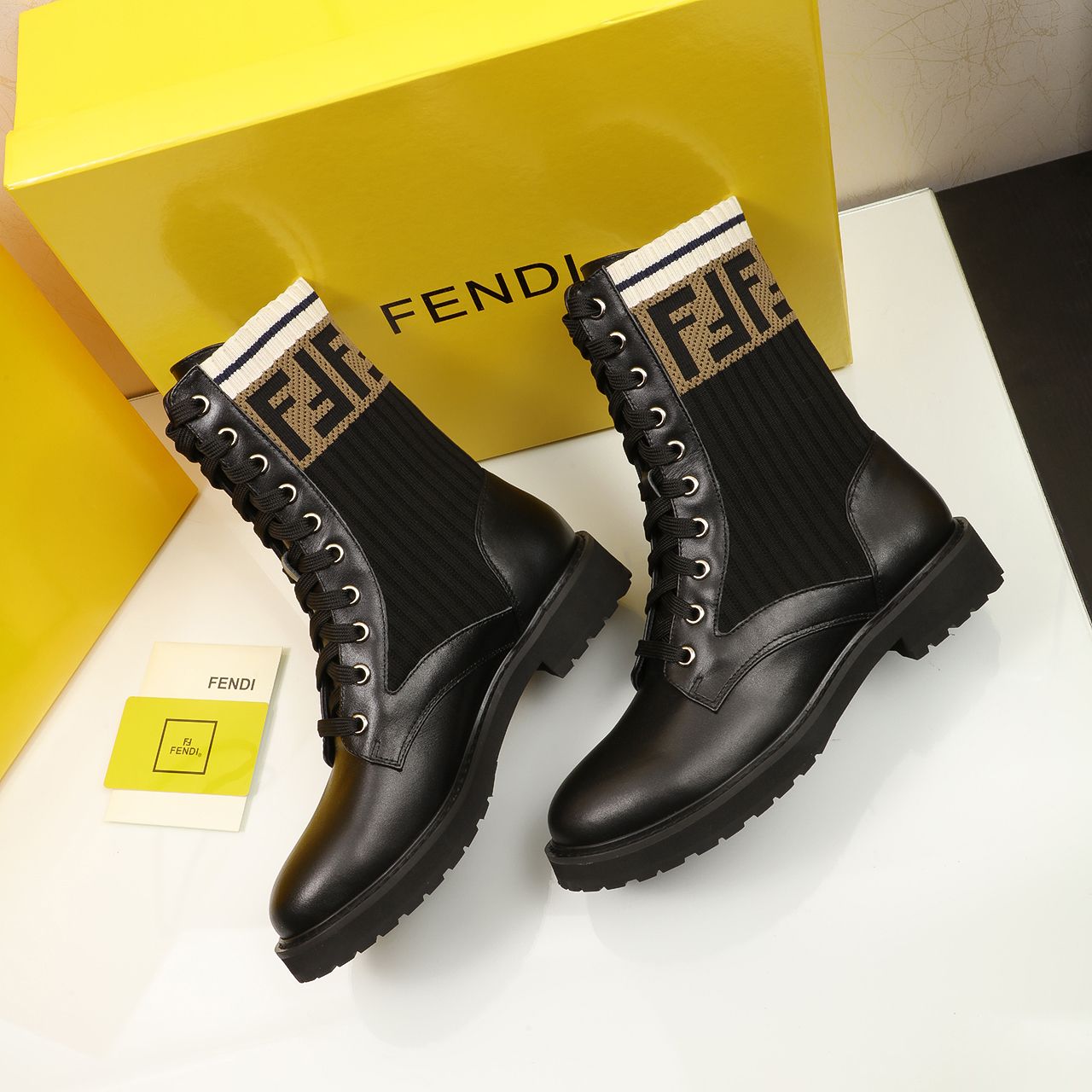 Fnddi Leather Combat Boots