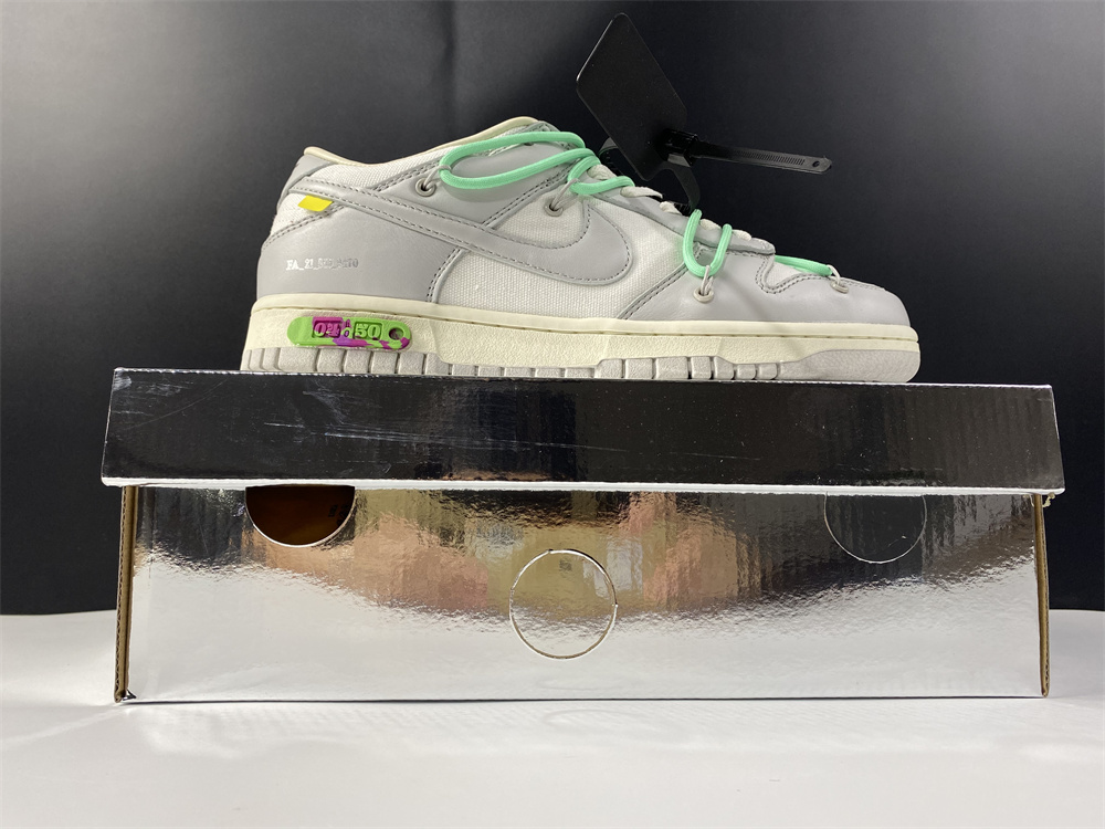 Off-White x Nike Dunk Low White Gray Green DM1602-114