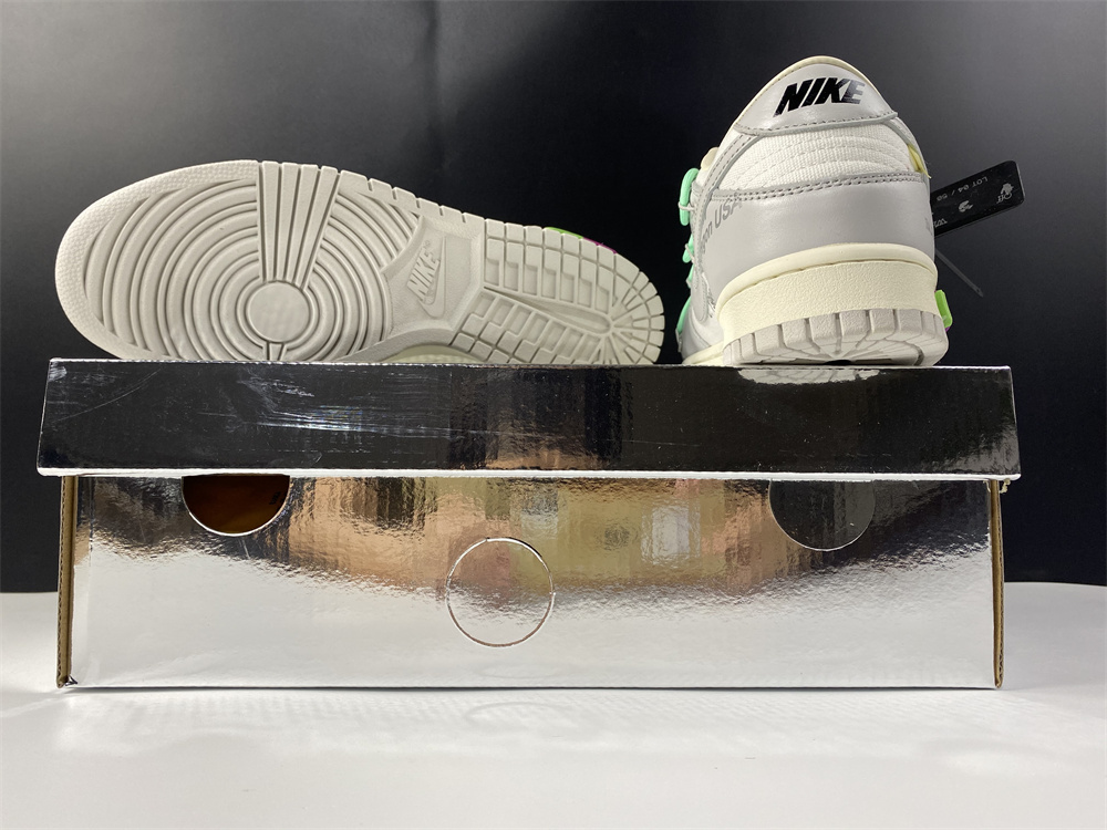 Off-White x Nike Dunk Low White Gray Green DM1602-114