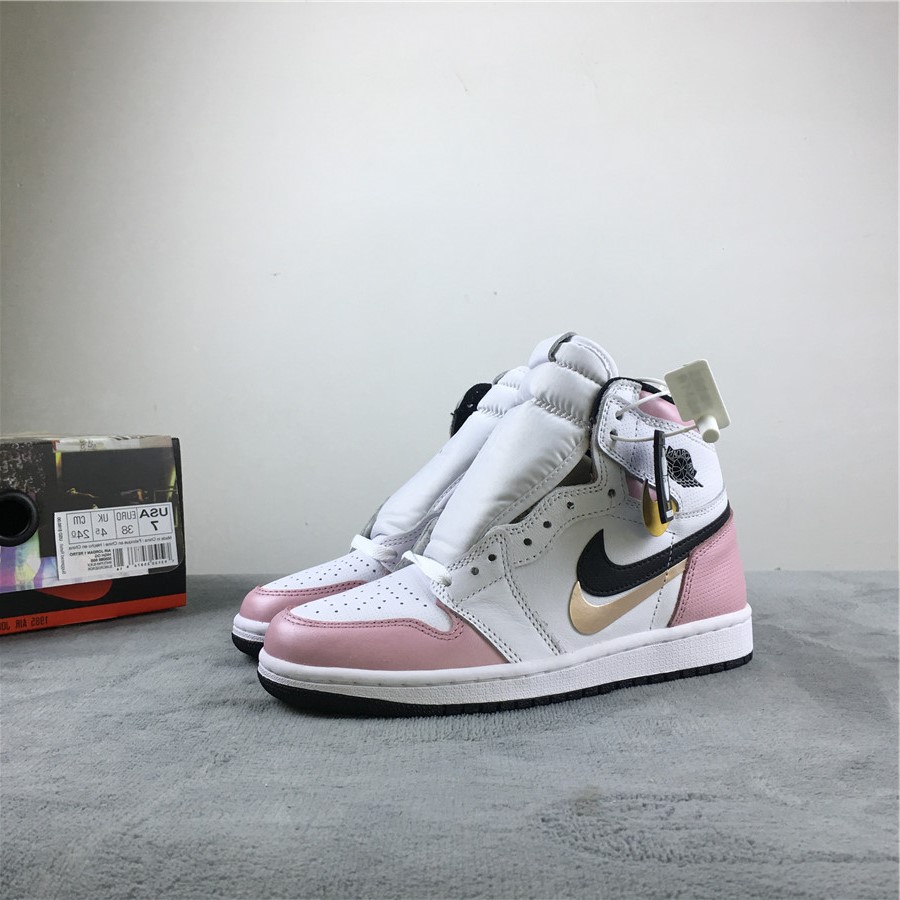 2019 Air Jordan 1 High OG GS White Pink Black 555088-688