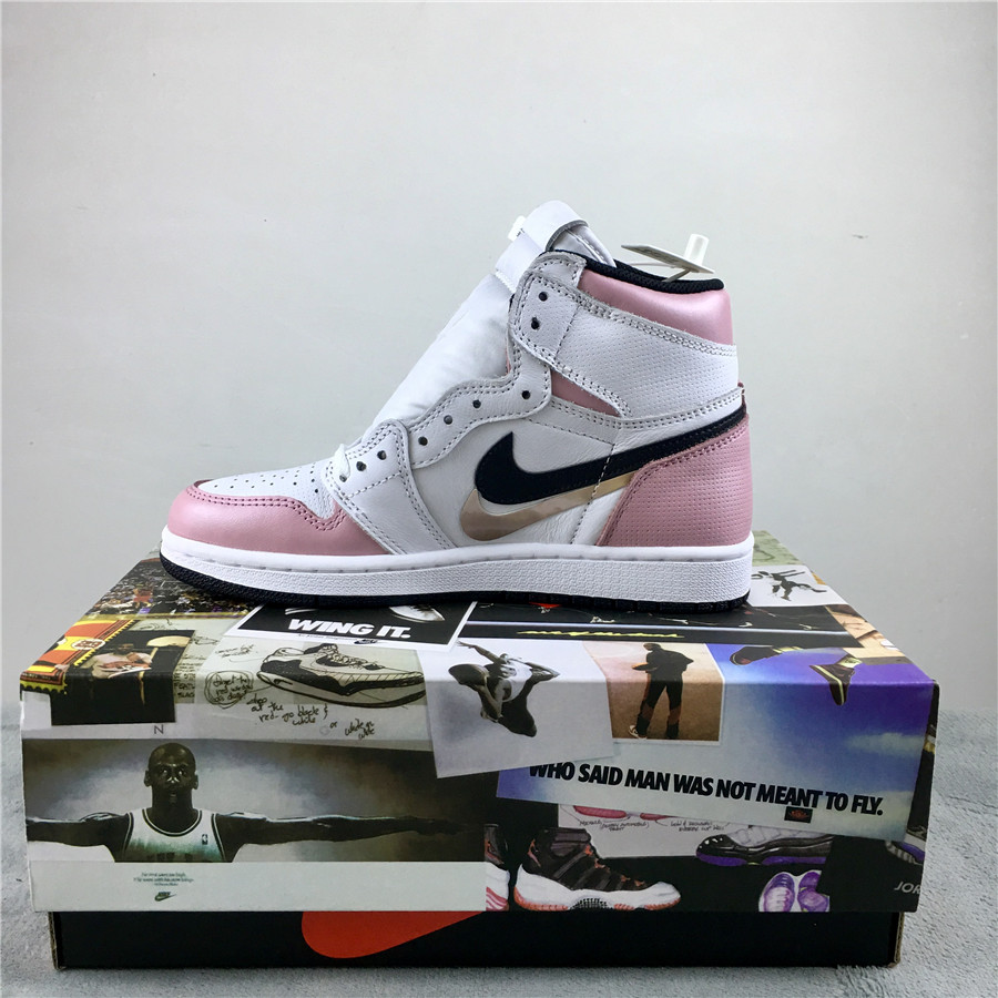 2019 Air Jordan 1 High OG GS White Pink Black 555088-688