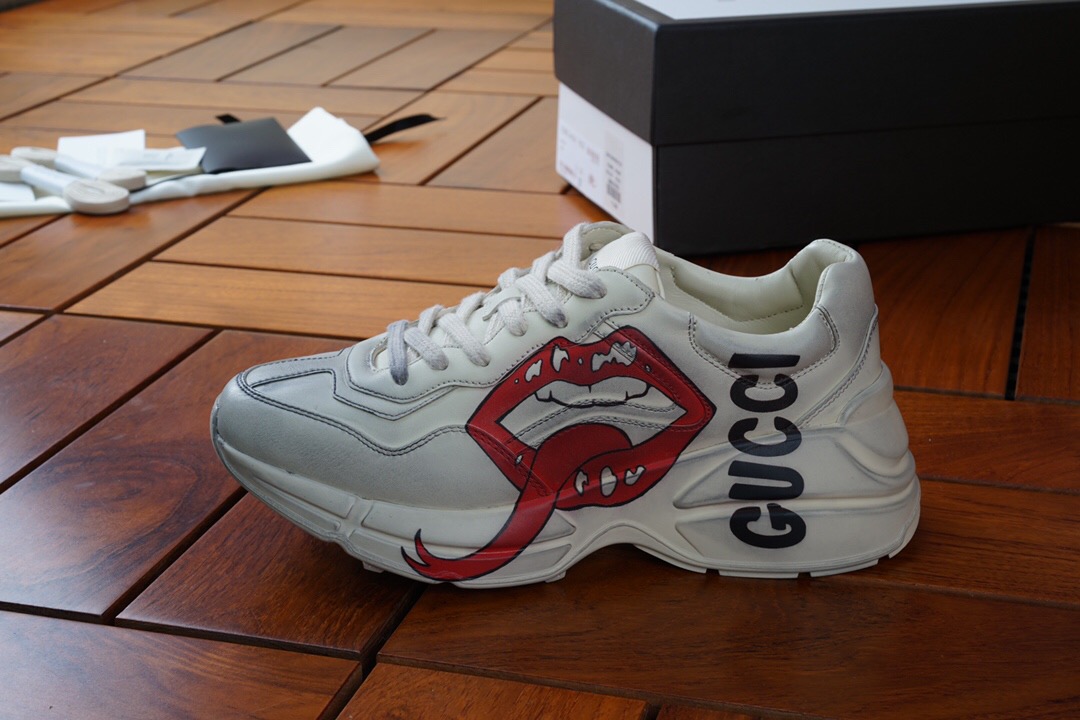 Guccii1 Rhyton Sneaker With Mouth Print 552089 A9L00 9522