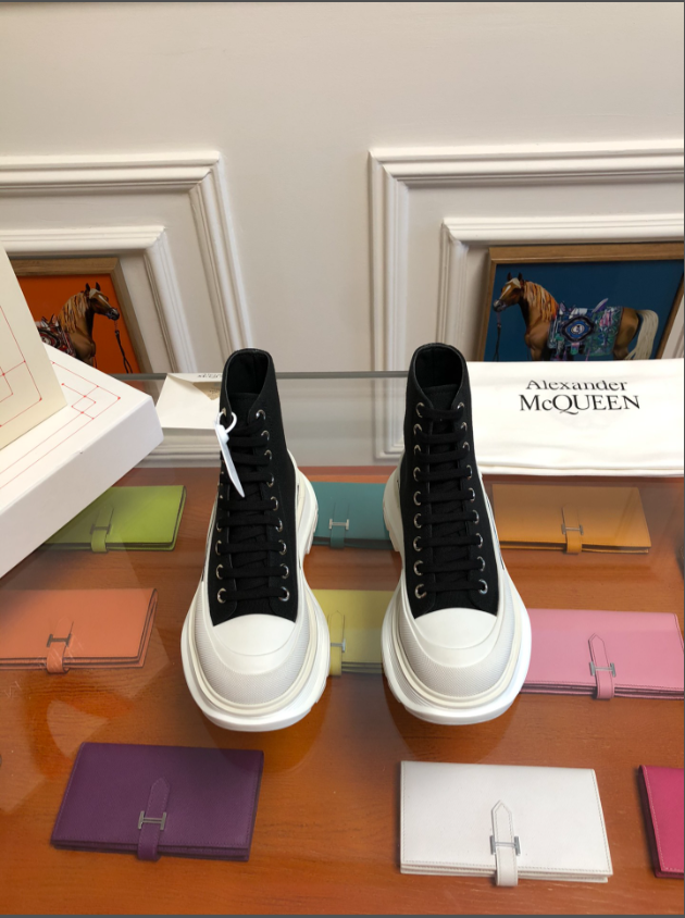 Alxndr McQN Tread Slick Lace Up Boot Black White