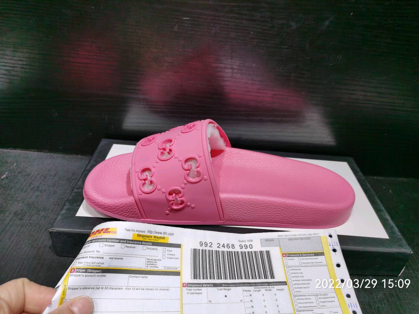 Guccii1 Slide Pink Rubber (W) 573922 JDR00 5846