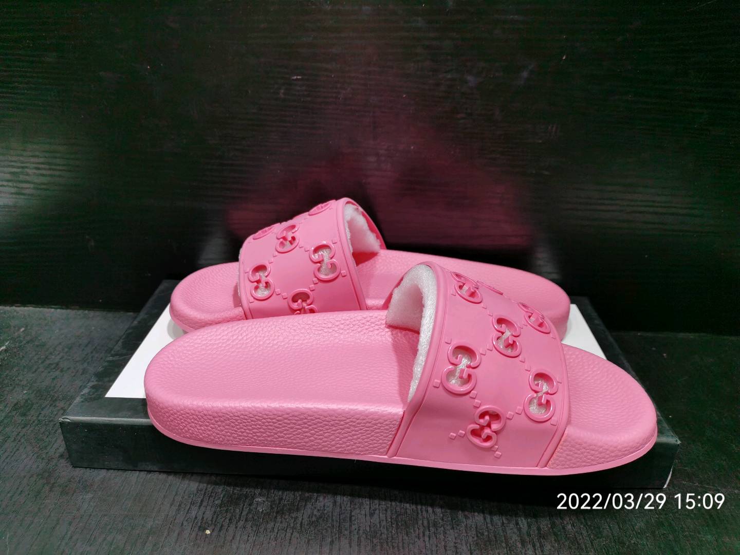 Guccii1 Slide Pink Rubber (W) 573922 JDR00 5846