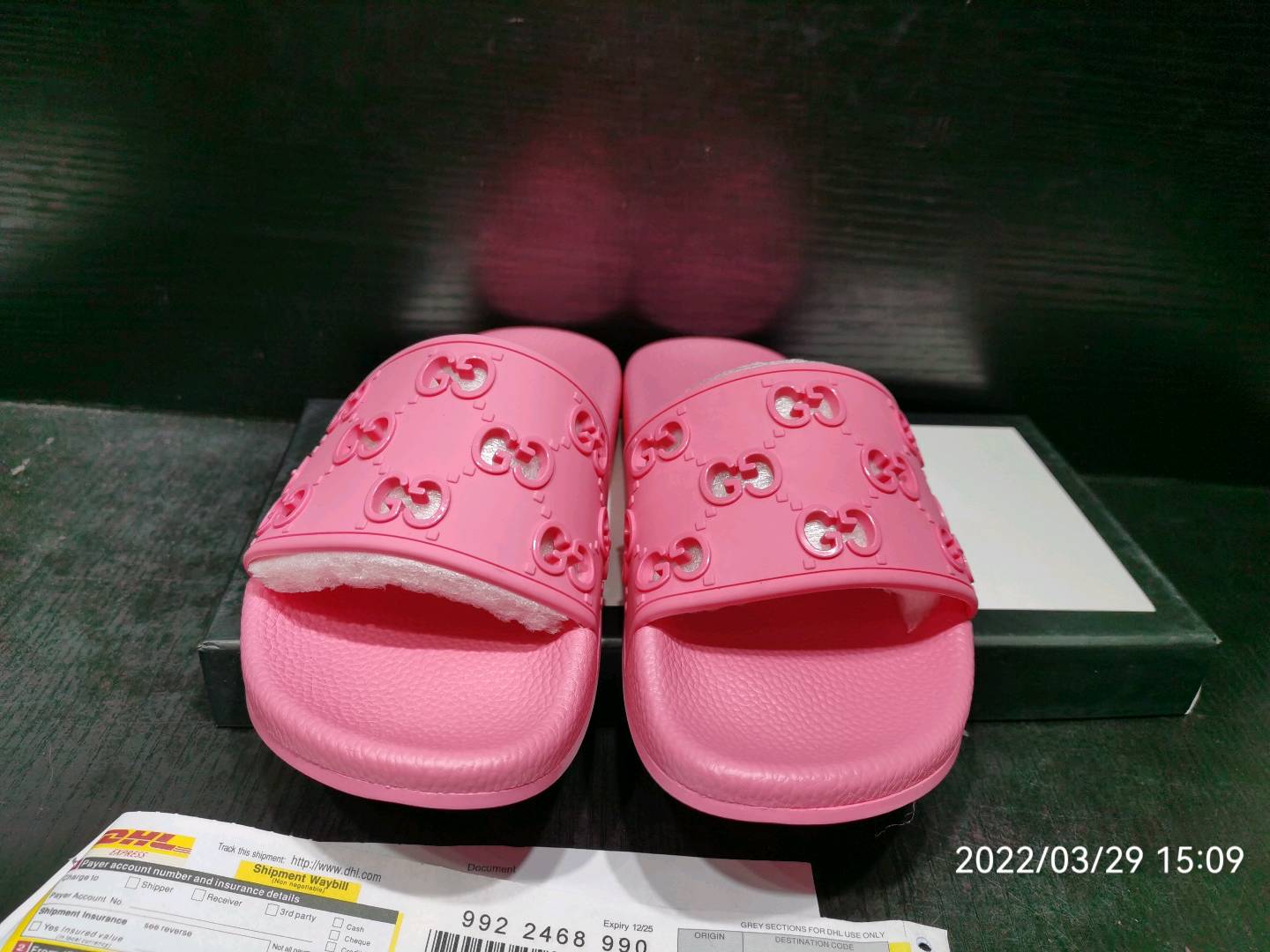 Guccii1 Slide Pink Rubber (W) 573922 JDR00 5846