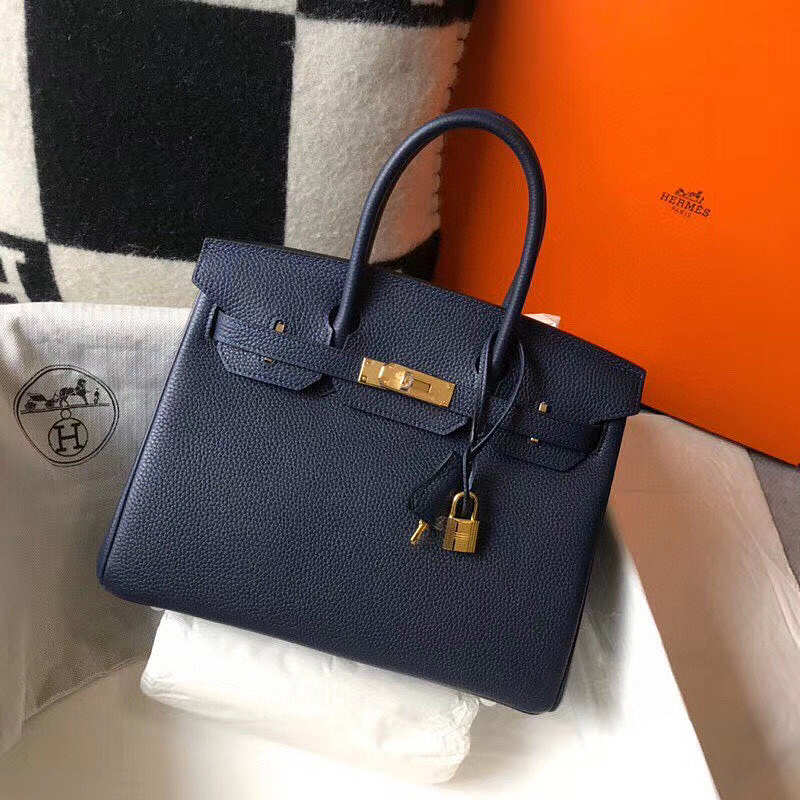 Hrms Birkin Small Bag Dark Blue 25cm