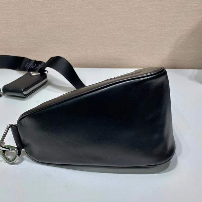 Pradaa Triangle Leather Shoulder Bag Black