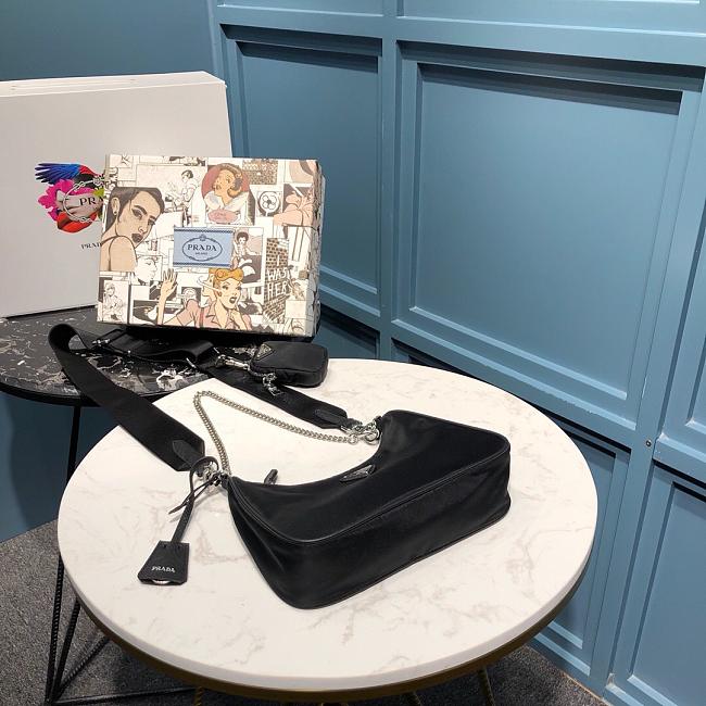 Pradaa Nylon Hobo Bag 22cm Silver Hardware