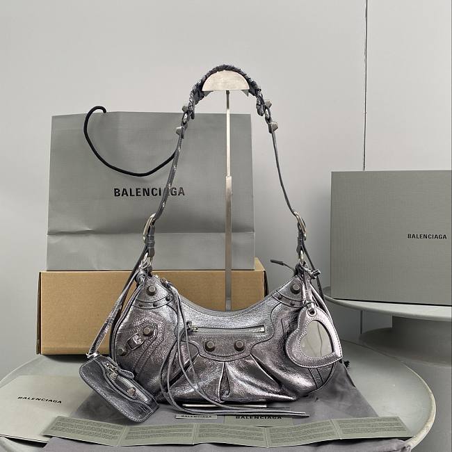 Blncig Le Cagole Handbag Silver Black 33CM