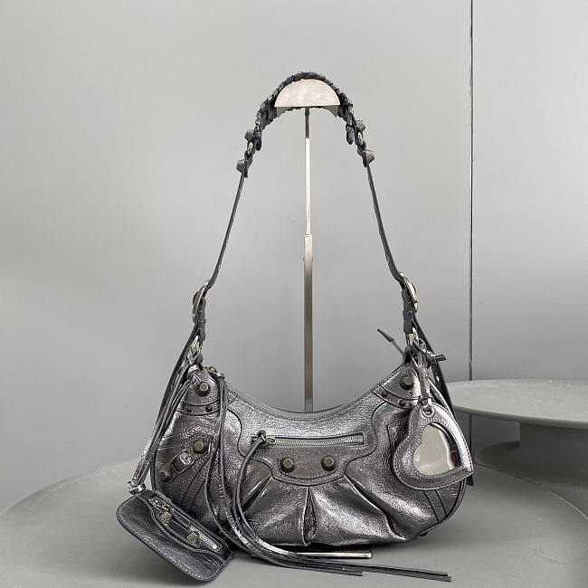 Blncig Le Cagole Handbag Silver Black 33CM