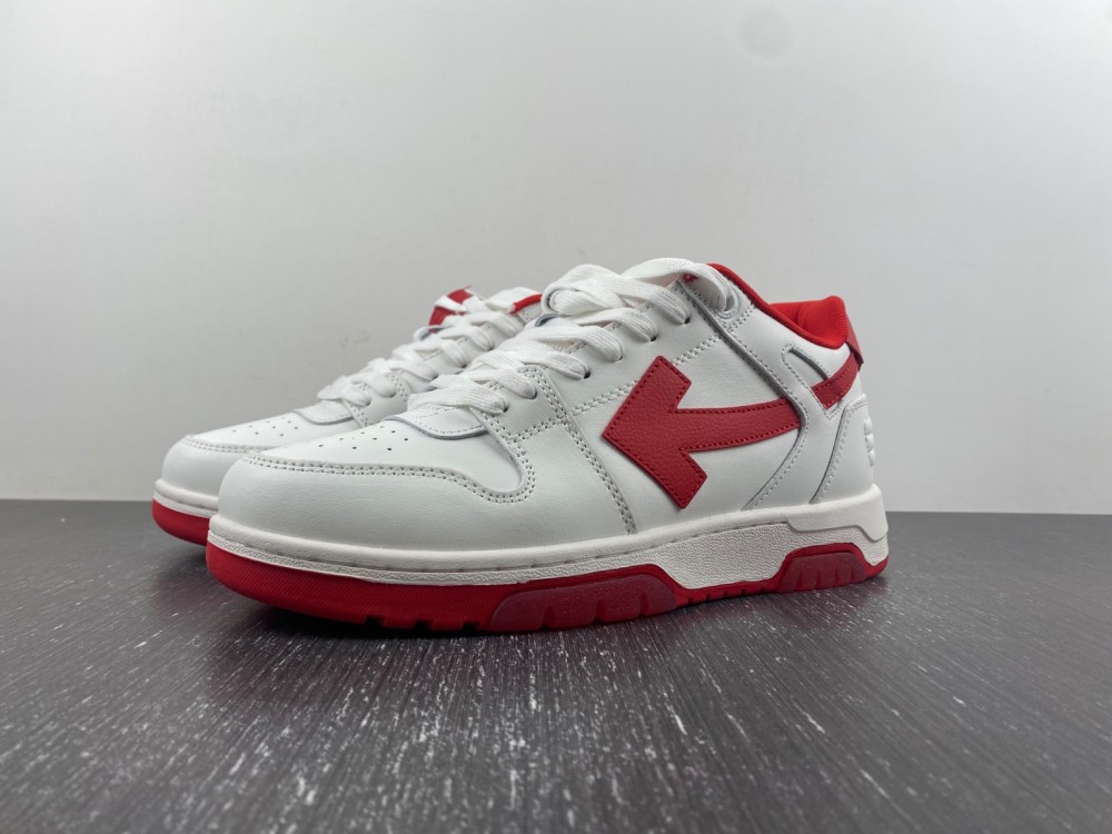 OFF-WHITE Out Of Office OOO Low Tops White Red