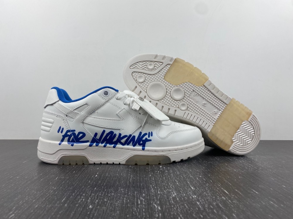OFF-WHITE Out Of Office OOO Low Tops For Walking White Royal Blue