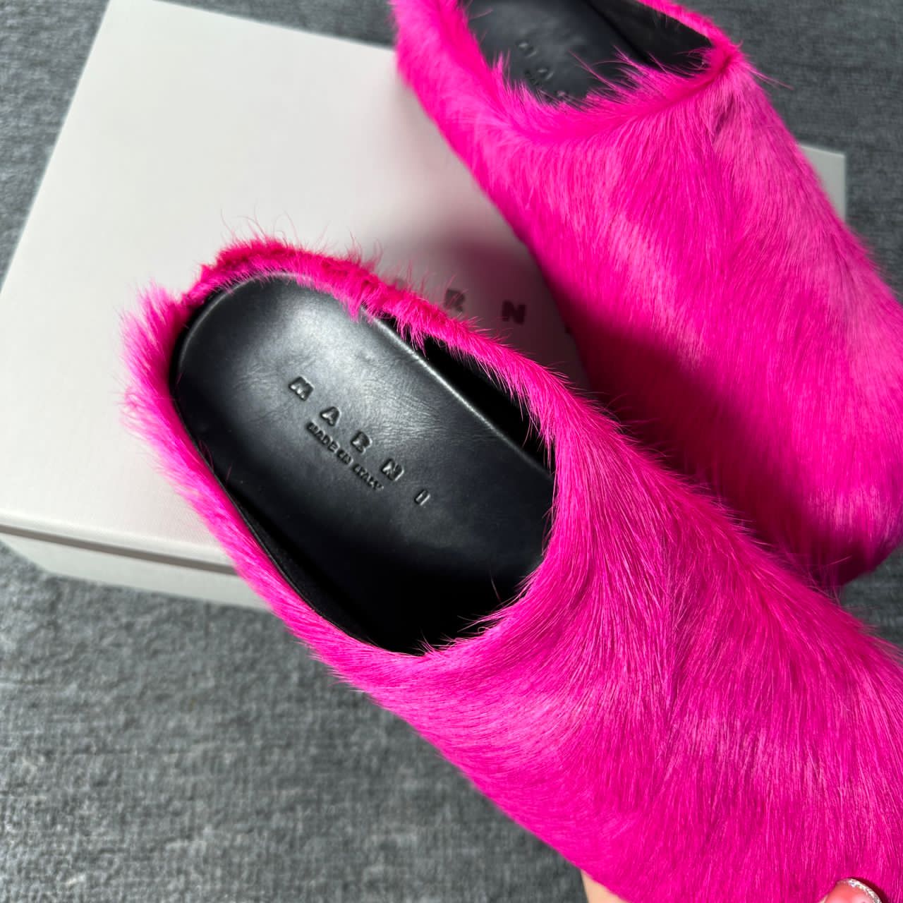 marnii fur slippers pink