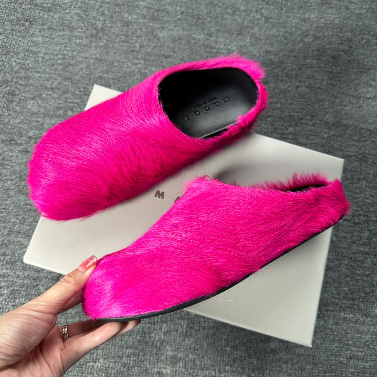 marnii fur slippers pink