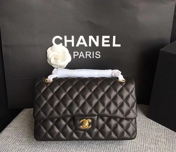 Channe1 Classic Flap Bag Lambskin Golden A01112 25.5cm