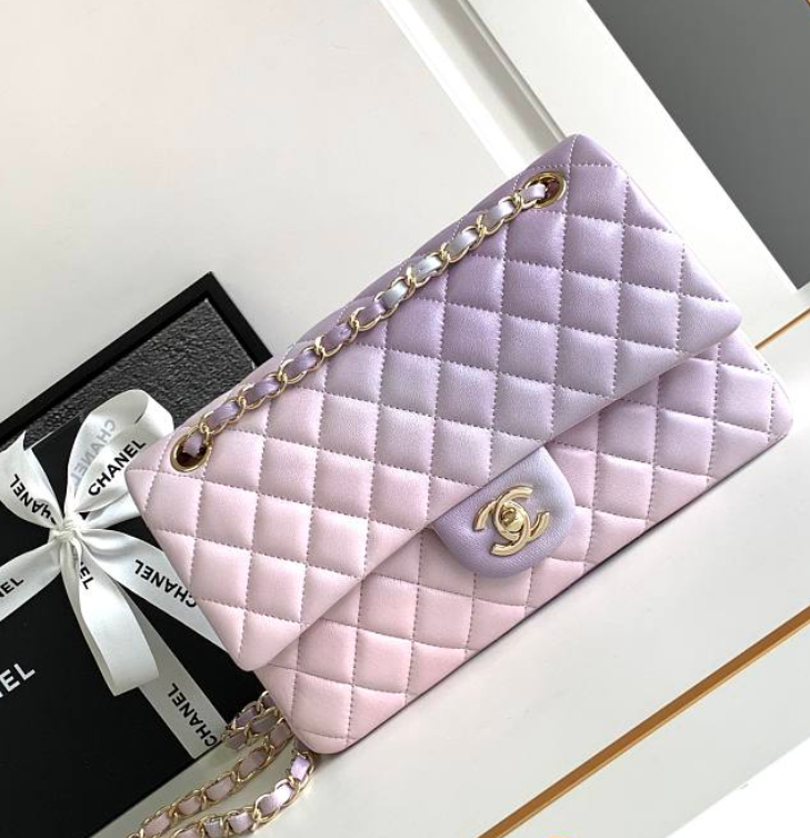 Channe1 Classic Handbag A01112 Ombre Purple & Pink 25.5 cm