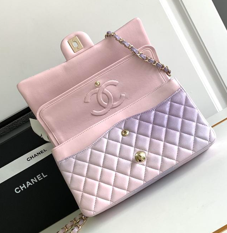 Channe1 Classic Handbag A01112 Ombre Purple & Pink 25.5 cm