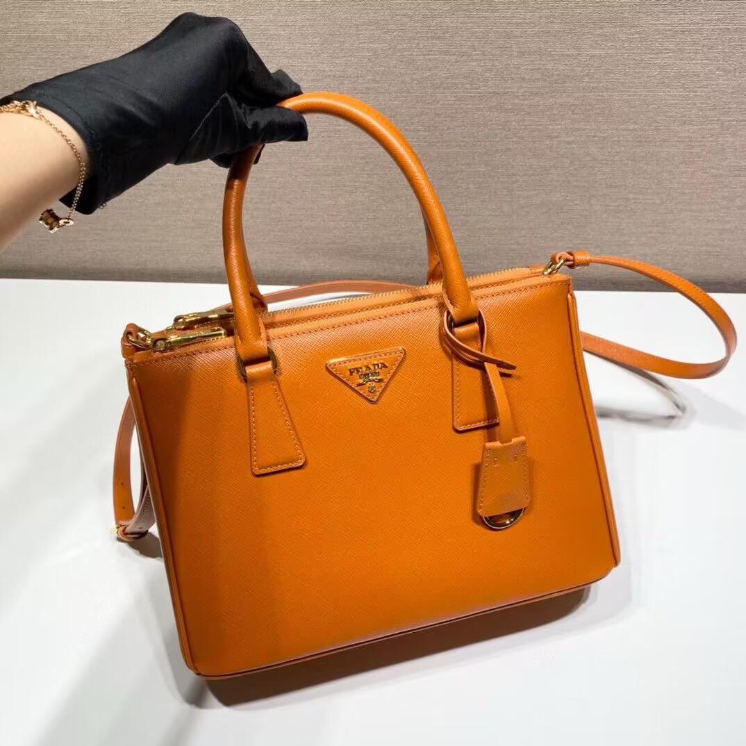 Pradaa Galleria Saffiano Leather Bag in orange