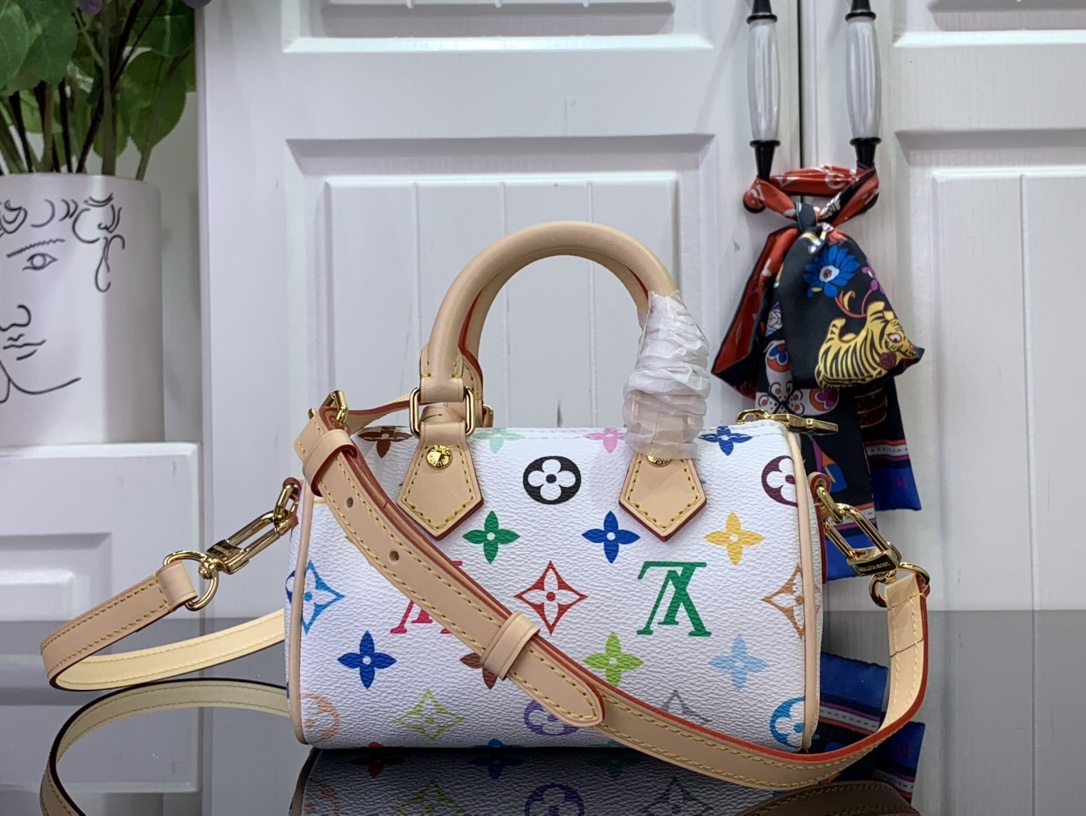 Louis Vuitton x Takashi Murakami Nano Speedy White Multicolored 16x11x9cm