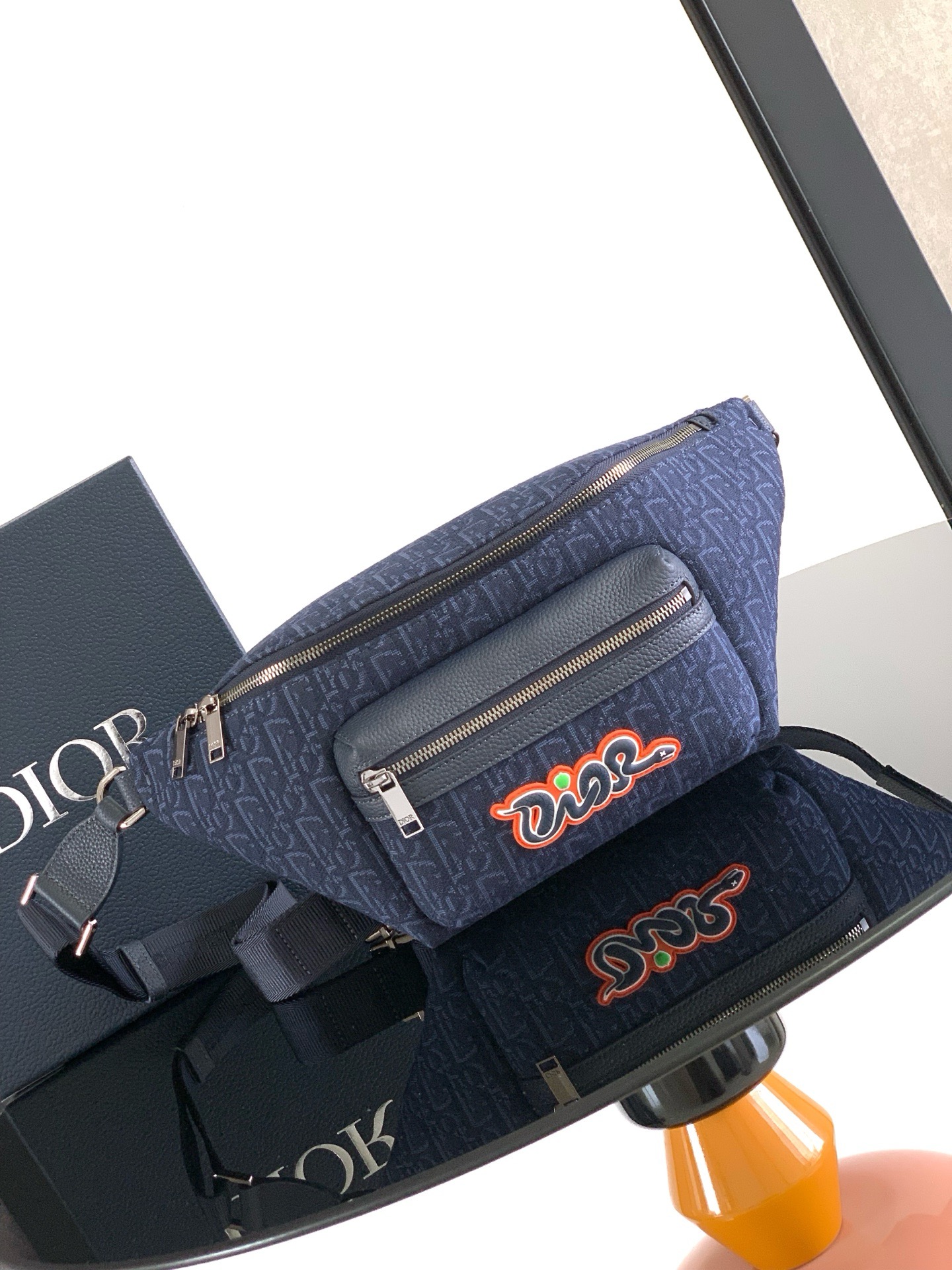 Dioor AND KAWS bumbag 1ESBO077OUP_H56342 blue