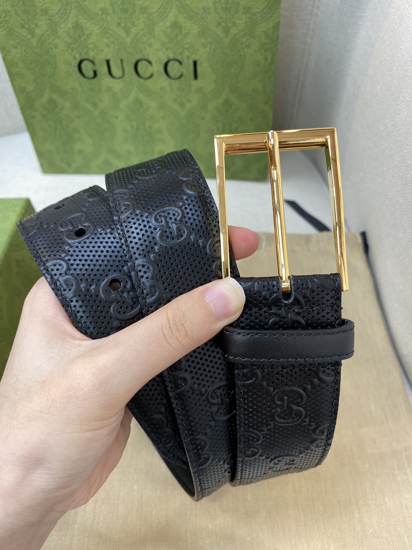 Gucci belt with square buckle 474313