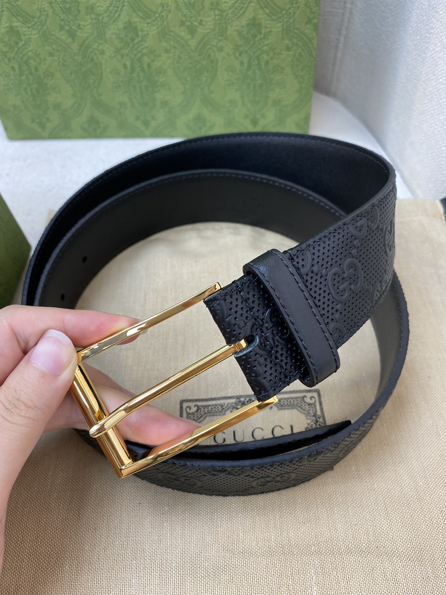Gucci belt with square buckle 474313