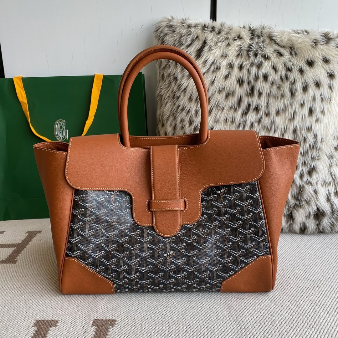 Goyard tote bag brown 34*25*16CM